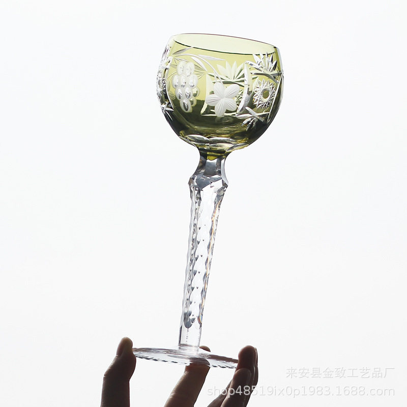 Edo Kiriko Retro Spherical Red Wine Glass Champagne Glass Set Color Tall Glass Crystal Glass Whiskey Crystal Glass