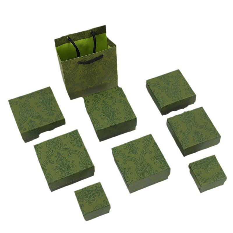 Ready Stock Jewelry Packaging Box Bow Army Green Gift Box Simple Fresh Earrings Bracelet Necklace Jewelry Box