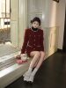 Red Christmas and New Year Suit for Women, New Winter Style, Rich Daughter, Small Fragrance Style Waist Jacket and Skirt Two-Piece Set