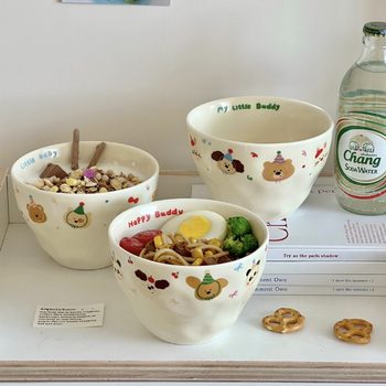 550ml price control 14.9! 24 New Cute Rice Bowl Home Eating Ceramic Little Red Riding Book Explosions