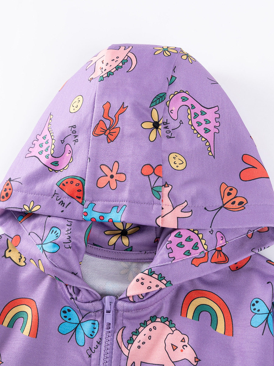 Girls' Hooded Cartoon Top, Autumn Long-Sleeve Jacket