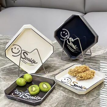 Cross-border Light Luxury Bone Spitting Dish Household Ins-style Smiley Face Dish High-value Internet Celebrity Square Food Dish Dining Table Garbage Bone