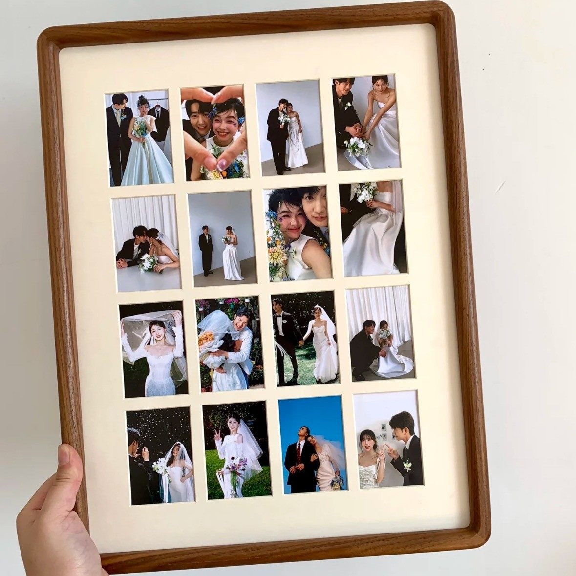 16-Square Grid Photo Frame DIY Puzzle Custom Photo Printing Display Stand Commemorative Couple Wedding Gift Wall Hanging Anniversary Ornament