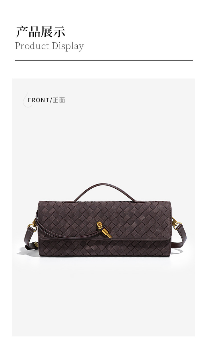 Túi xách tay nữ dáng ngang phối quai đeo chéo, bề mặt vân mịn dạng đan — Sản xuất theo yêu cầu tại nhà máy riêng, Y1893 # Màu nâu, Y1893 # Sô cô la, Y1893 # Xám ấm