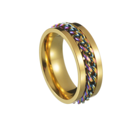 2023亚马逊欧美新款酷炫钛钢情侣高品质旋转减压抗燥朋克戒指货源