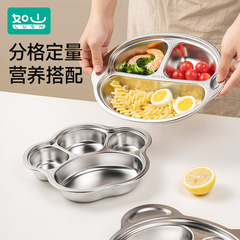 Rushan 316L Stainless Steel Dinner Plate Food Grade Boys' and Girls' Children's Household Dielectric Dinner Plate Eating Plate Baby Tableware