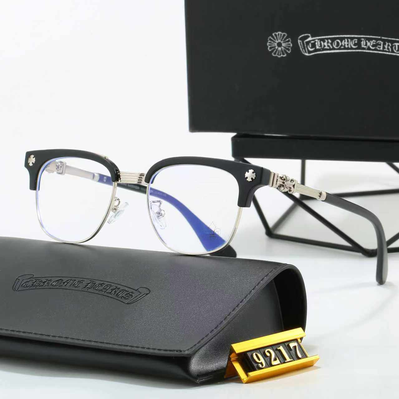 Retro Glasses Frame for Women, Trendy Cross Handmade Half-Frame Glasses Frame for Myopia, Anti-Blue Light Flat Glasses for Men, Business Fashion