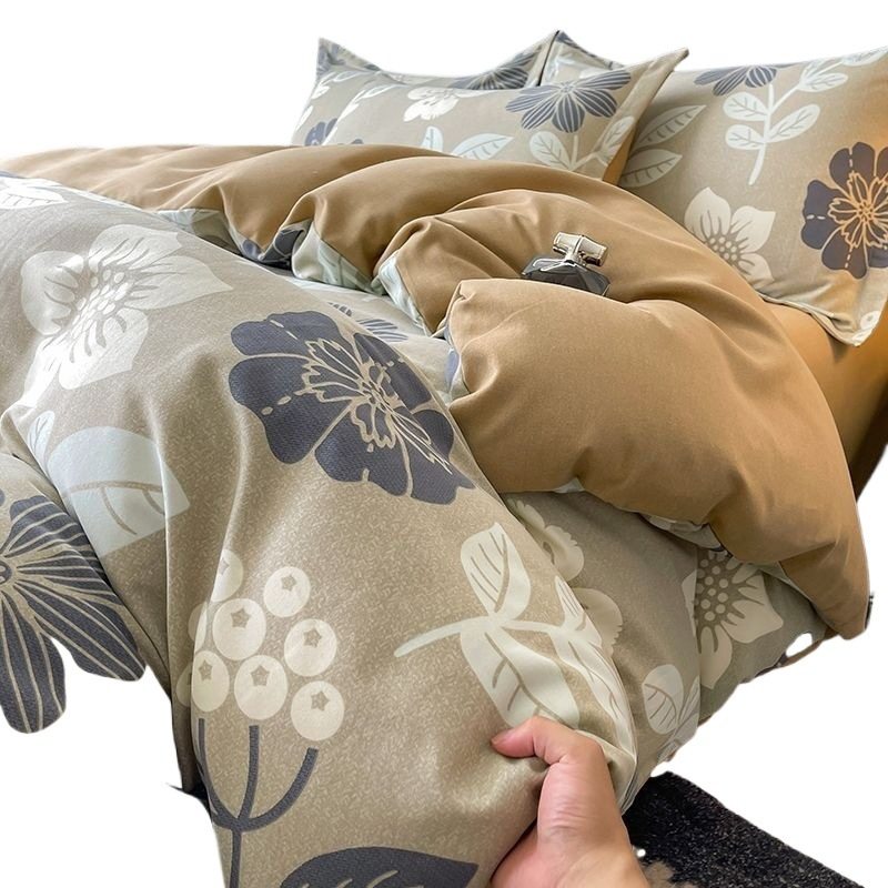 Pure Cotton Thickened Brushed Four-Piece Set Pure Cotton Single Quilt Cover Bed Sheetss Student Dormitory Three-Piece Bedding Set