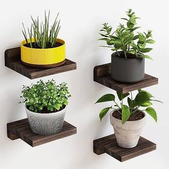 Wooden Wall Small Storage Rack Partition Decorative Rack Wall Hanging Vase Green Plant Potted Plant Bathroom Storage Rack Storage Rack