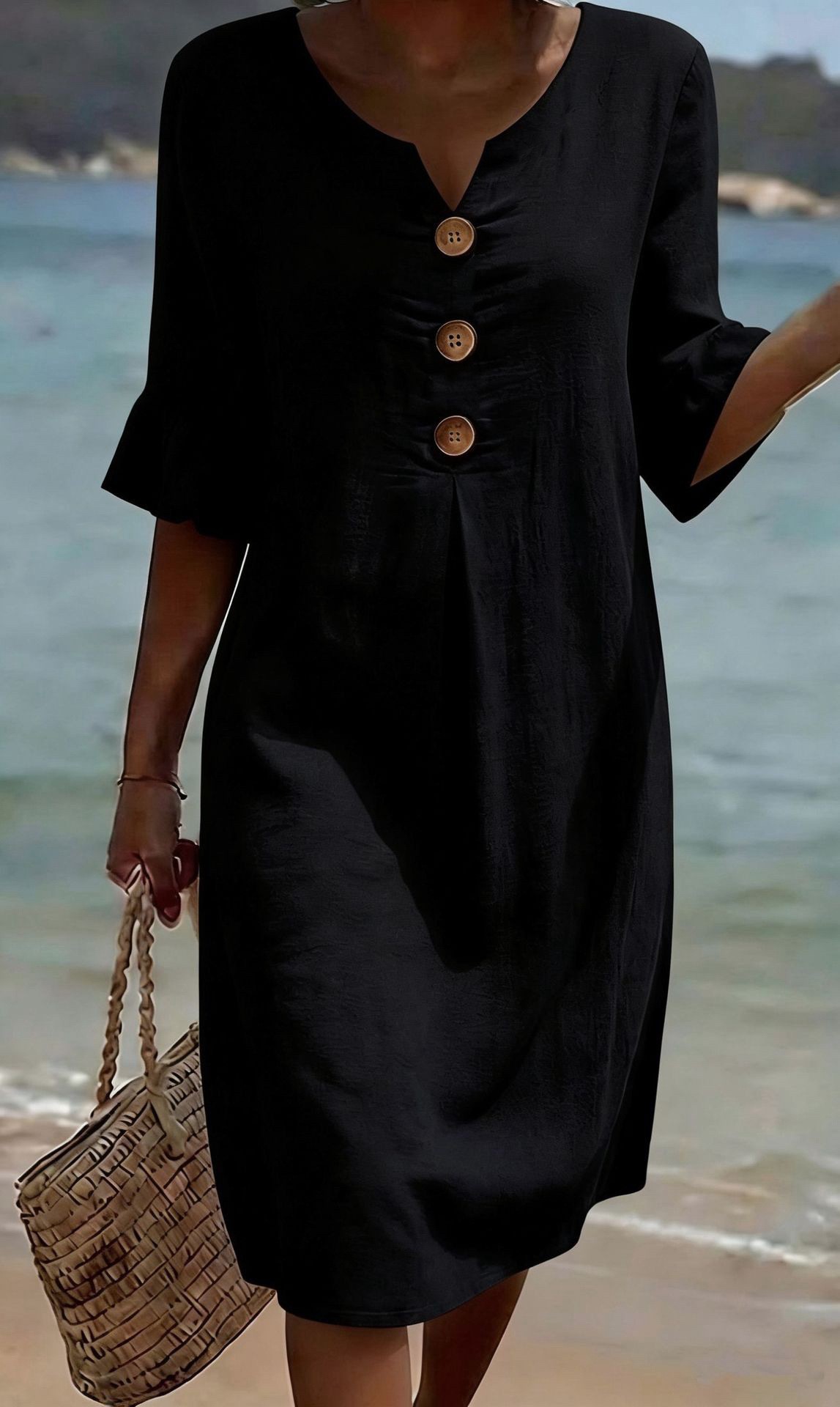 Womens V Neck Ruffle Sleeve Dress Comfortable Elegant Design Summer Casual Wear Wholesale Available