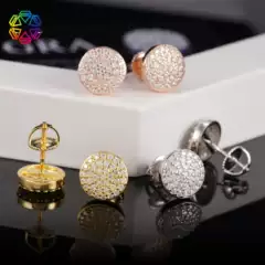 Cross-Border Hot-Selling Earrings S925 Silver Moissanite Classic Round Earrings with Gra Certificate Source Factory Direct Sales