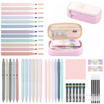 Amazon Learning Stationery Set Large Capacity Korean Canvas Retractable Student Storage Pencil Case Wholesale Retractable and Portable