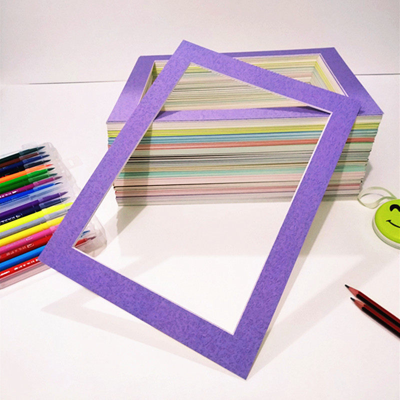 Children's Cardboard Picture Frame Mounted Gouache Paper-Cut Sketch Calligraphy and Painting 8Ka4 Simple White Paper Frame Empty Frame Picture Frame