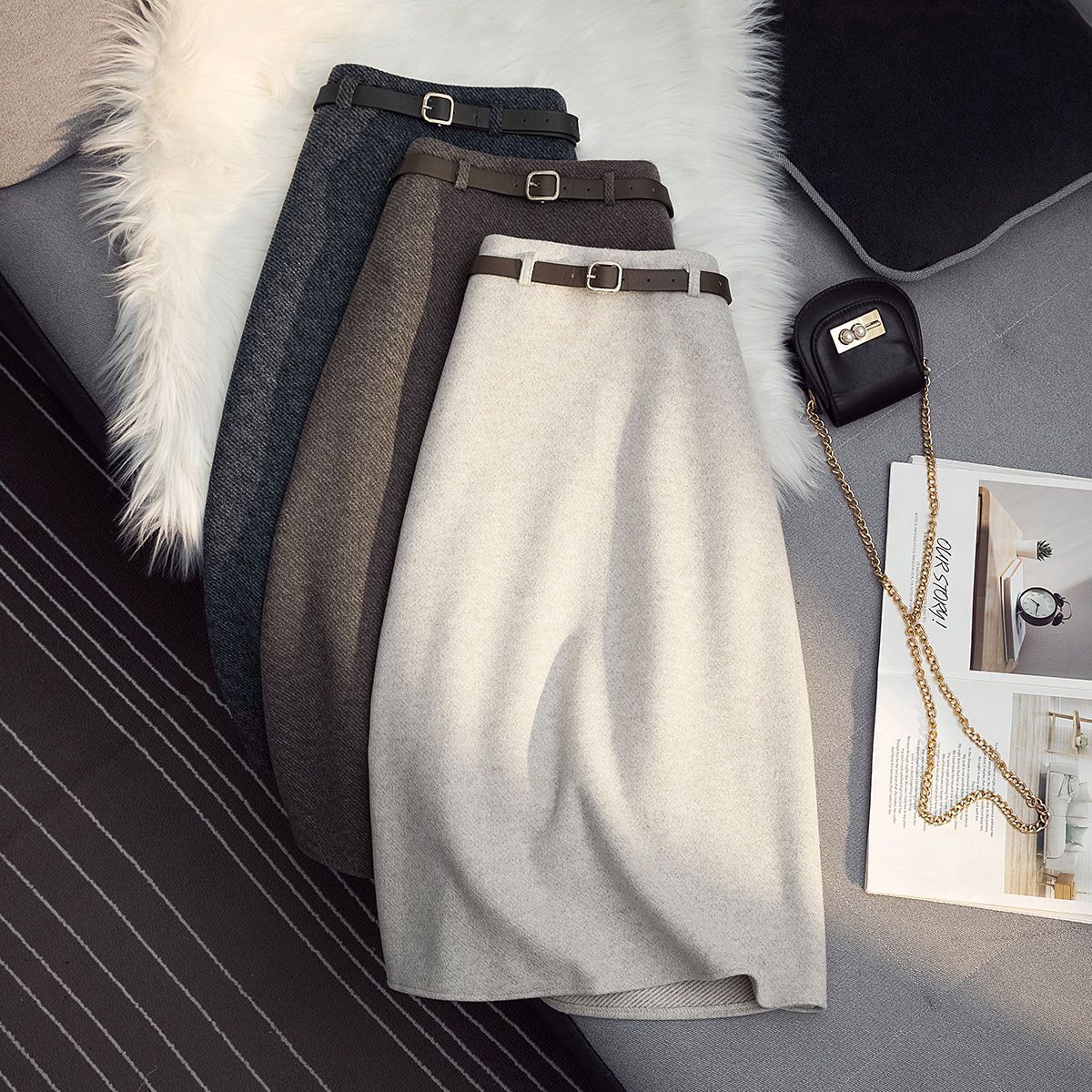 Casual Loose A Line Midi Skirt for Women High Waist Slim Fit Simple Design Autumn and Winter Wear Wholesale