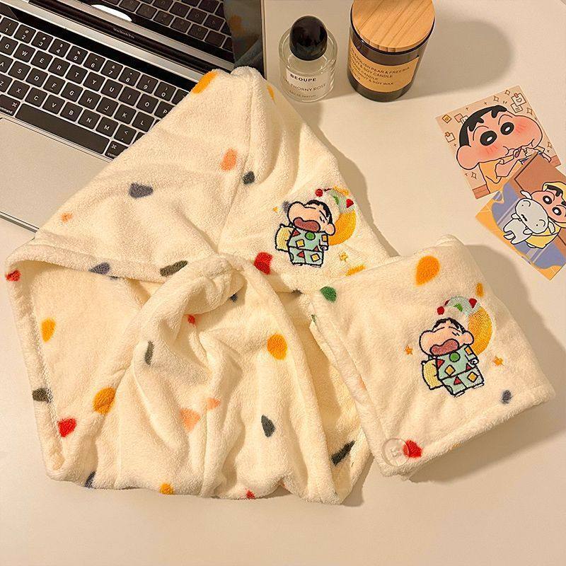 New Cute Cartoon Hair Drying Cap for Women, Water-Absorbent, Quick-Drying Hair Shower Cap, Adult Shampoo and Wipe Coral Velvet Towel