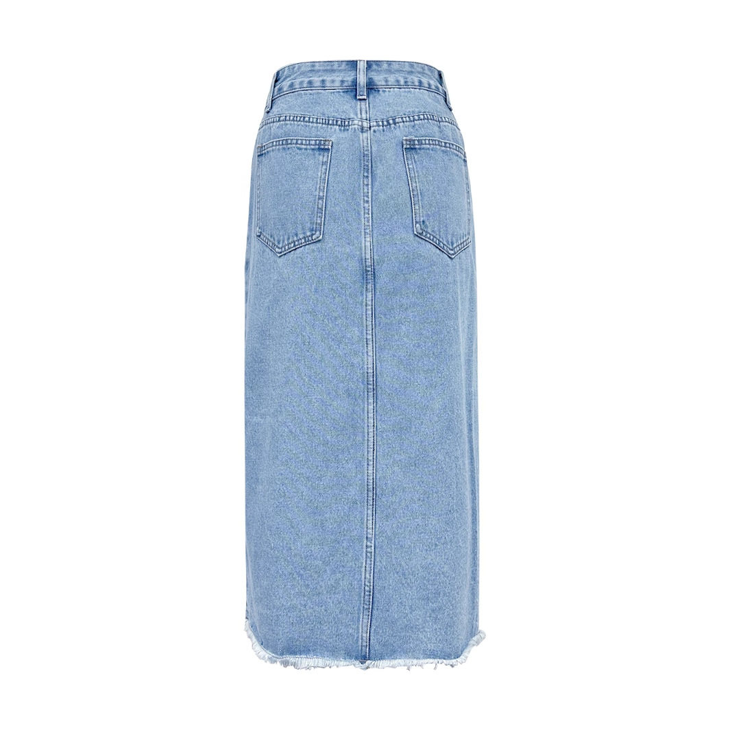 High Waisted Denim Skirt Bodycon Fit Stylish Design Casual Chic Perfect for Spring Summer Wholesale Available