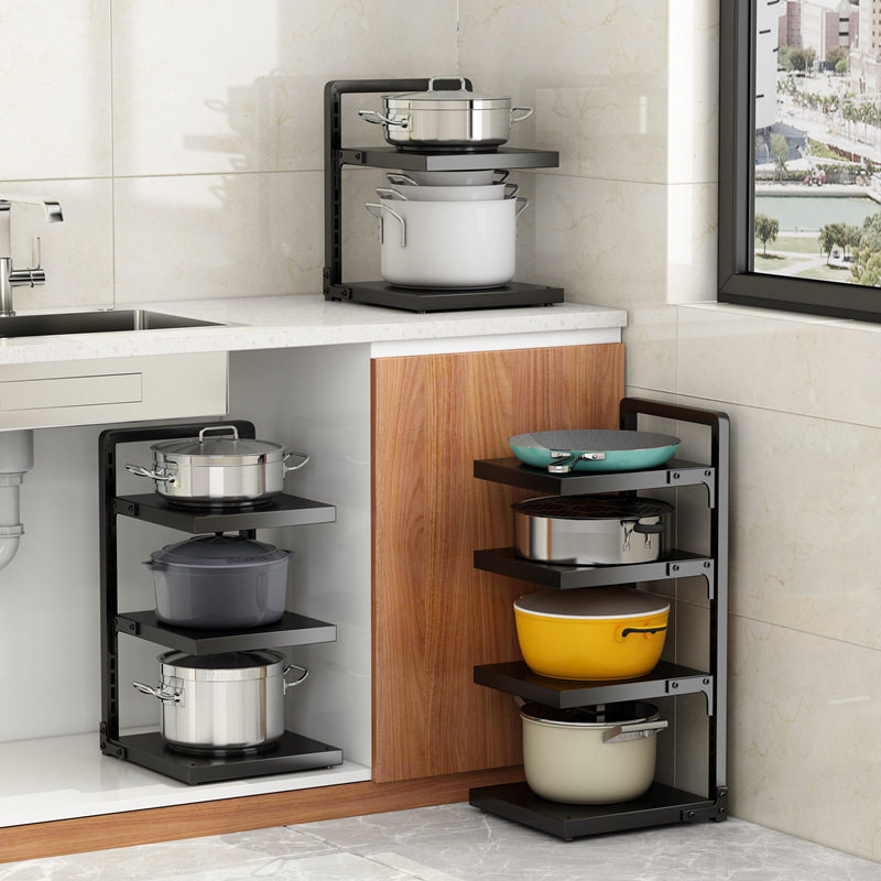 Pot storage artifact multi-layer pot storage rack multi-functional sink kitchen storage rack