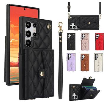 For Samsung S25Ultra Crossbody Small Xiangfeng Organ Phone Leather Case A55 Card Lanyard Card Case