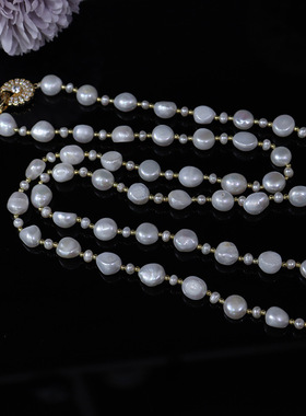 异形巴洛克天然淡水珍珠项链女个性百搭饰品小众设计感毛衣链