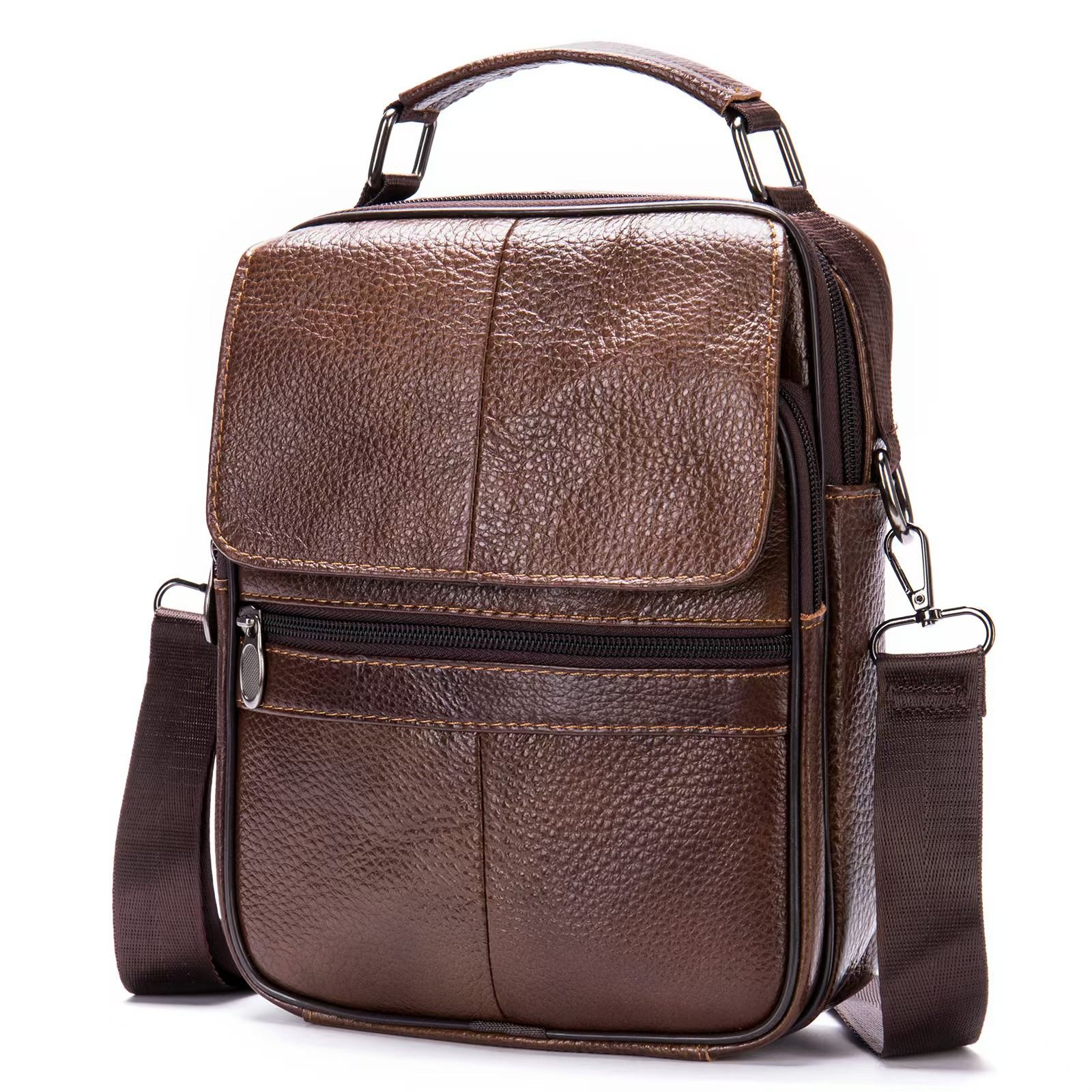 Cross-border Men's Genuine Leather Shoulder Bag Casual Fashion Crossbody Bag Business Travel Top Layer Cowhide High-end Men's Handbag
