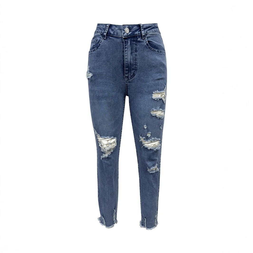 Womens Casual Ripped Skinny Jeans Stretch Fabric Slim Fit Distressed Design Perfect for Everyday Wear Ready to Ship