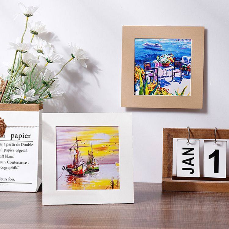 Oil painting stick special paper picture frame Square small photo frame cardboard with bracket oil painting stick painting storage book paper photo frame