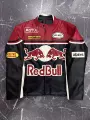 Red cowhide leather jacket (embroidered and cotton)