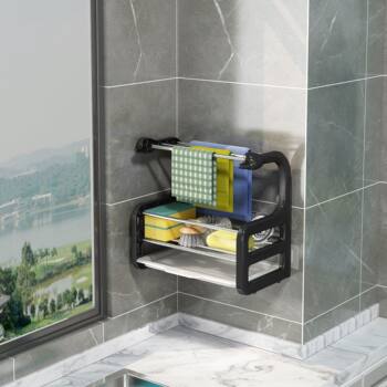 New version Little Swan Rag rack kitchen storage rack punch-free countertop wall hanging sponge draining White cleaning cloth storage rack