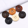 Factory Wholesale Natural Wood Buttons Wide Edge Thin Edge Round Four-Eye Wood Buttons Cardigan Jacket Round Edge Wooden Buttons