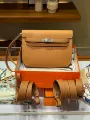 Epsom leather gold brown silver buckle