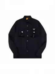 Pu La Trendy Brand Triangle Logo Nylon Work Jacket for Men and Women High Street Functional Shirt Detachable Sleeves Trendy Jacket