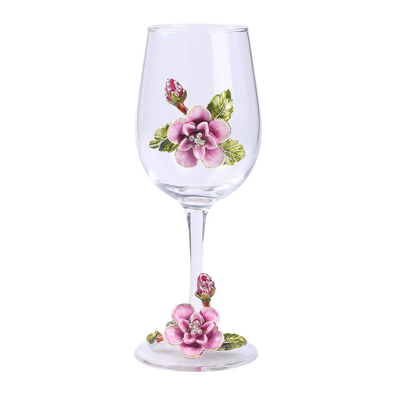 European Enamel Cherry Blossom High-End Red Wine Glass Set Tall Glass Red Wine Glass Wine Glass Decanter