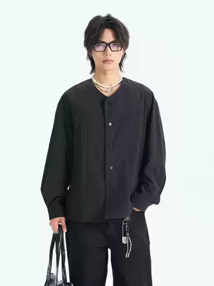 Atborder2025 Autum New Retro Neutral Pure Color Round Neck Jacket Japanese Style Casual Flap Pocket Pants Work Jacket