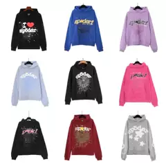 Cross-Border Popular Product Source: European and American Street Fashion Brand Sp5Der Hip-Hop Foam Letter Print Terry Hooded Sweatshirt