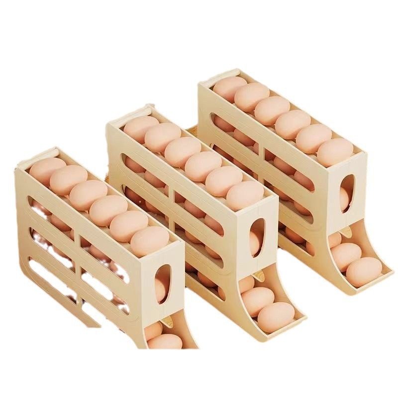 Kitchen Egg Storage Box Four-Layer Slide-Type Refrigerator Egg Rack Automatic Rolling Egg Tray Anti-Fall Egg Box