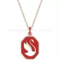 Octagonal swan red diamond rose gold necklace