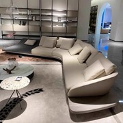 Italian Minimalist Large Flat Layer Reflex Ferrari Sofa Villa Living Room Leather Curved Corner Sofa