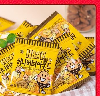 Hbaf Honey Butter Almond Nuts Dried Snacks for Watching Shows, Leisure, Office, Snacking, Roasted Goods, Individually Packaged