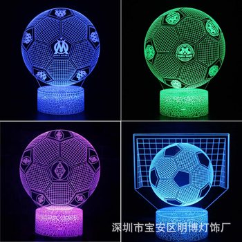 Cross-border dedicated football team logo Series 3D table lamp LED colorful touch night light USB creative visual gift light