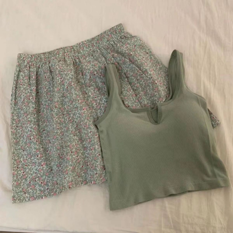 跨境睡衣女夏季短袖短裤玉桂狗刺绣蝴蝶结可爱少女宽松家居服套装