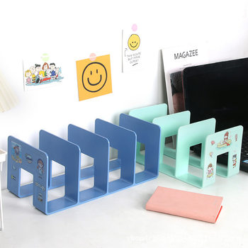 Four-Column Book Stand Acrylic Material Morandi Color Transparent Student Book Desktop Storage Office Bookshelf Wholesale