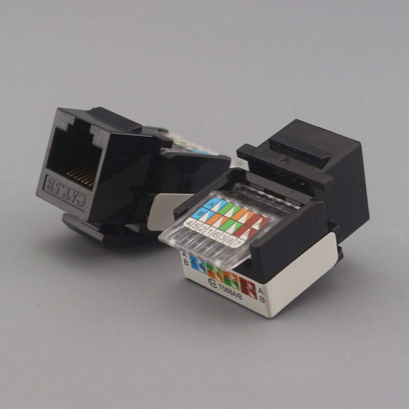 黑色免打型电脑模块 RJ45接口型超五类网线信息插座cat5e网络模块