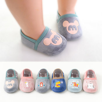 Baby floor shoes and socks autumn and winter velvet thick dispensing toddler shoes baby early childhood education indoor cartoon cute socks