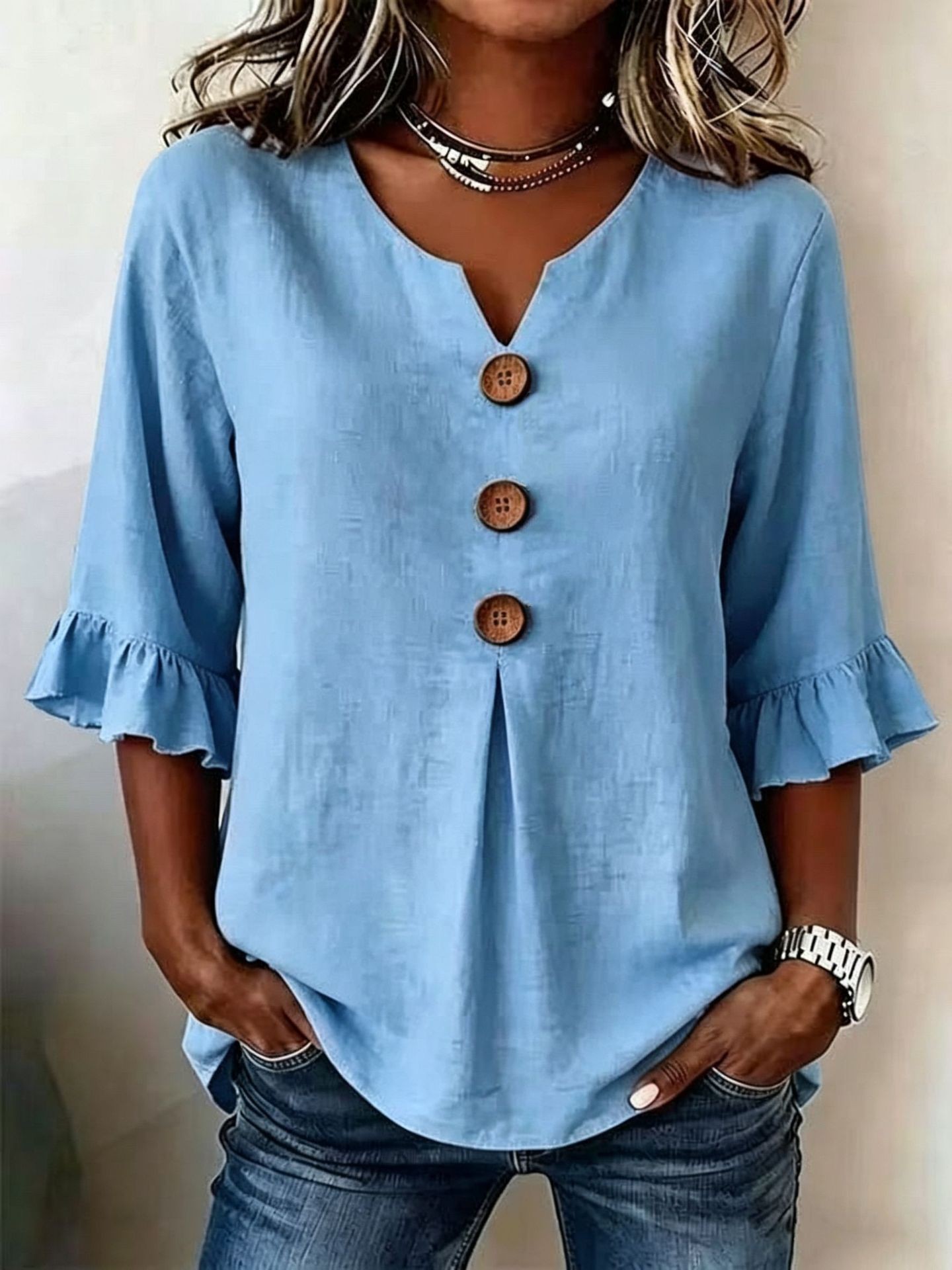 Womens V Neck Ruffle Sleeve Dress Comfortable Elegant Design Summer Casual Wear Wholesale Available