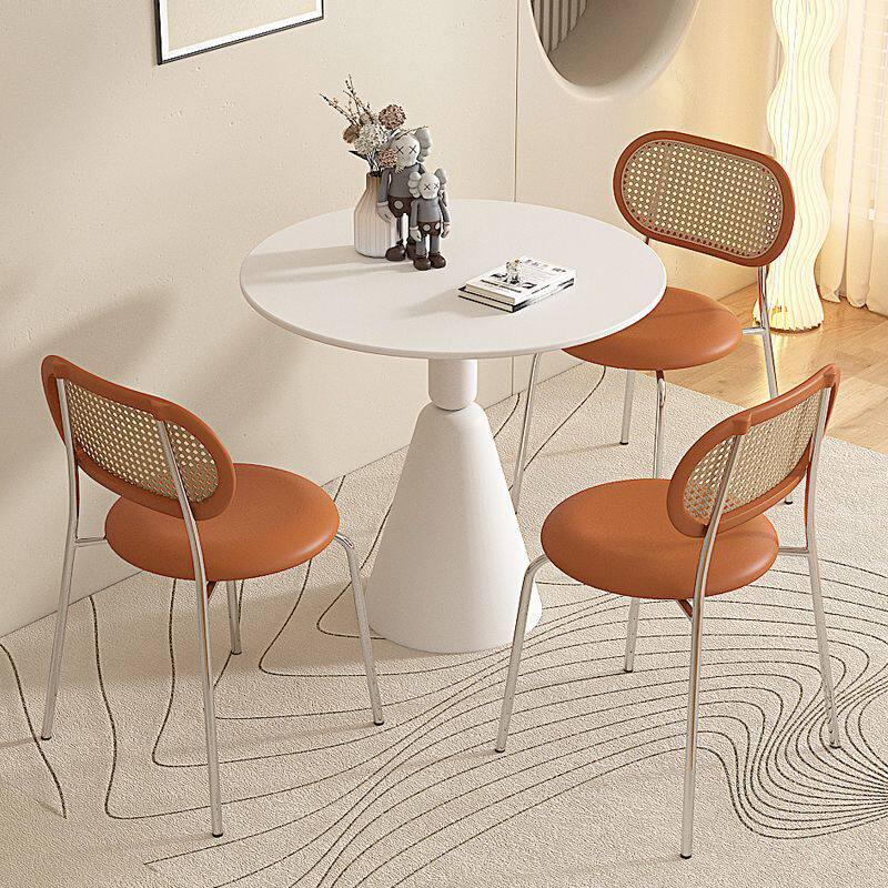 小圆桌奶油风小户型餐桌奶茶店咖啡台洽谈套装阳台简约休闲白色桌