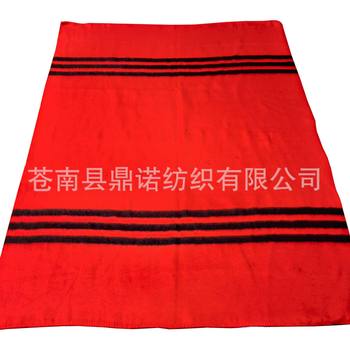 Factory Supply Red Line Blanket Retro Recycled Wool Disaster Relief Blanket Waste Cotton Blanket