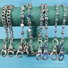 Crook bag hanging chain dice sword bead cross waist chain s925 standard double spring lobster Buckle Head pendant