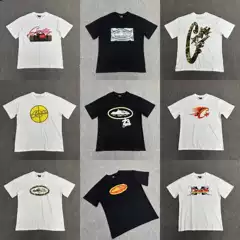 Corteiz Trendy Brand Alcatraz Island Summer New Vintage Printed Men's and Women's Trendy Loose Casual Short-sleeved T-shirt