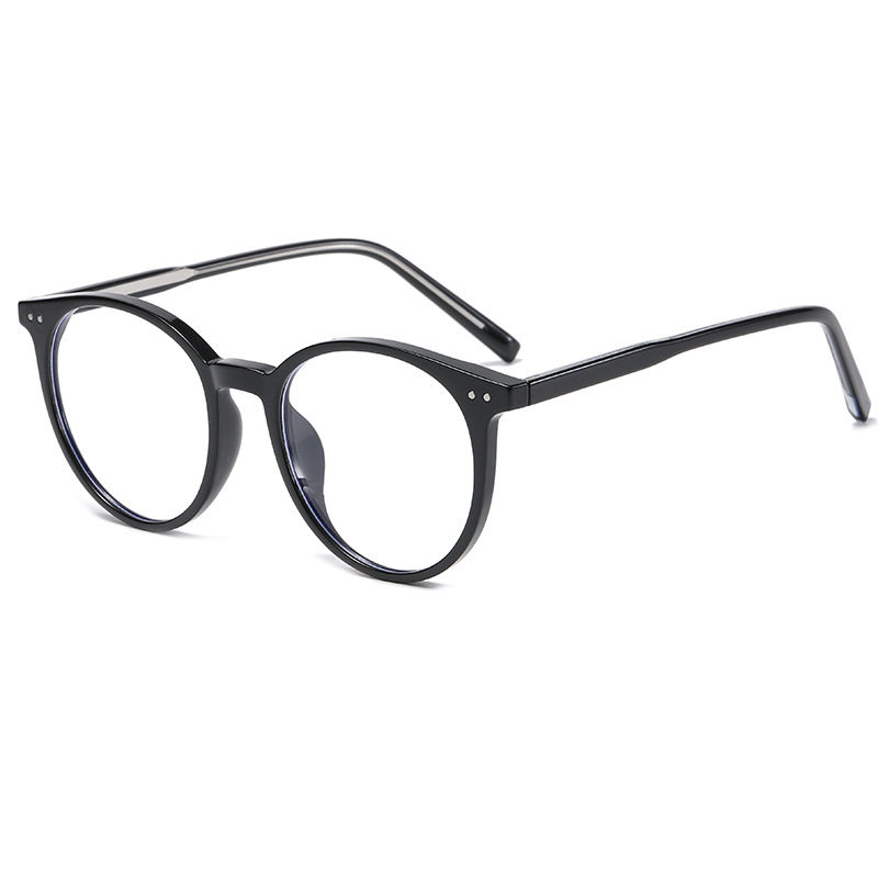 Tr90 Glasses Frame Internet Celebrity Anti-Blue Light Anti-Radiation Plain Black Frame Decoration Fashionable Round Insert Men and Women Myopia Frame