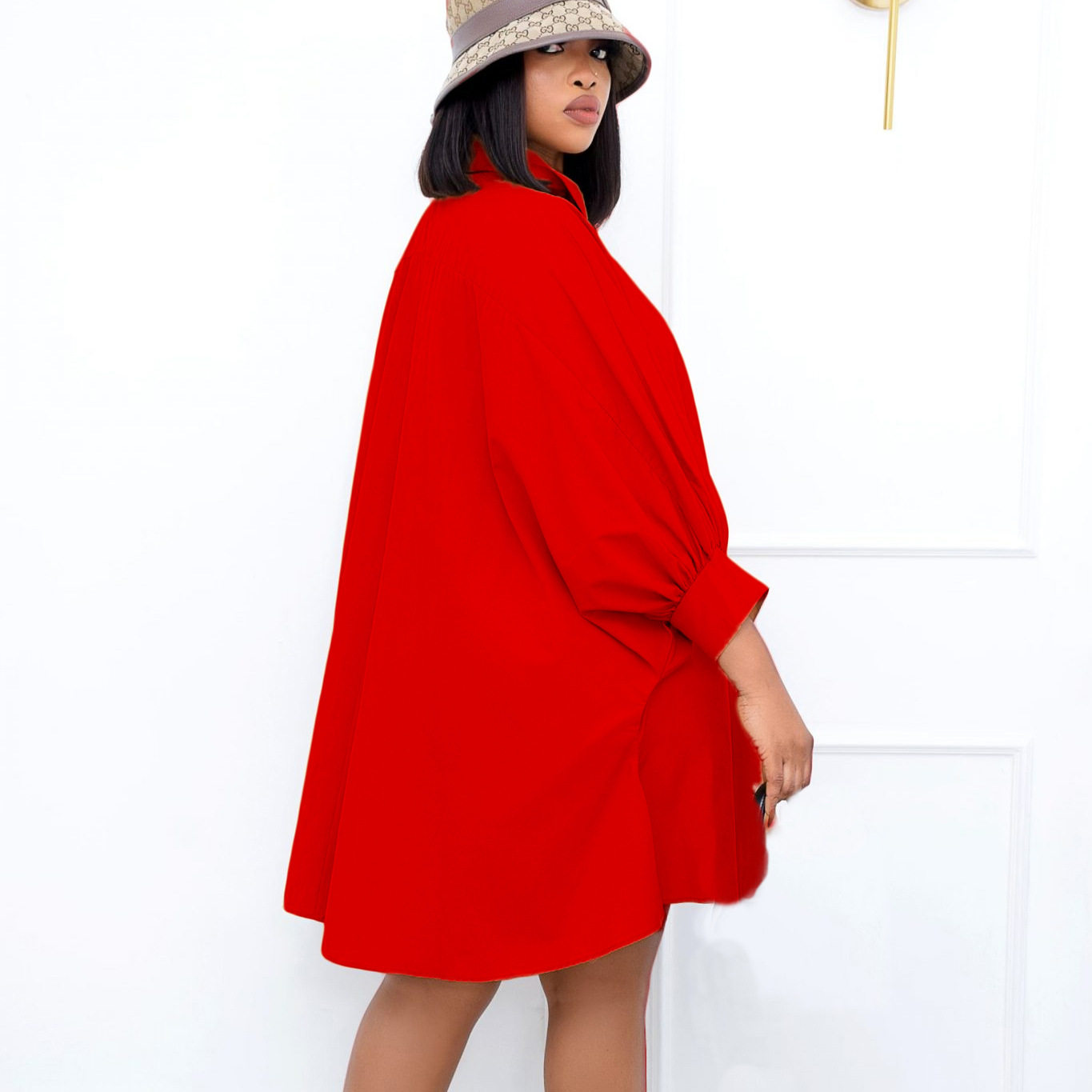 Loose Fit Solid Color Shirt Dress Elegant Collar Plus Size Spring Fashion Ideal for Casual or Formal Occasions